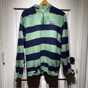 Vineyard Vines Green and Navy Classic Shep Shirt Zip-Up Sweater